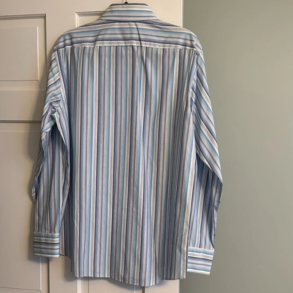 Men's Hugo Boss button down multi-color striped long sleeve shirt 16.5 34/35